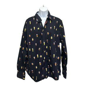 Point Zero Slim Fit Beer Print Button Down Shirt - Size L
